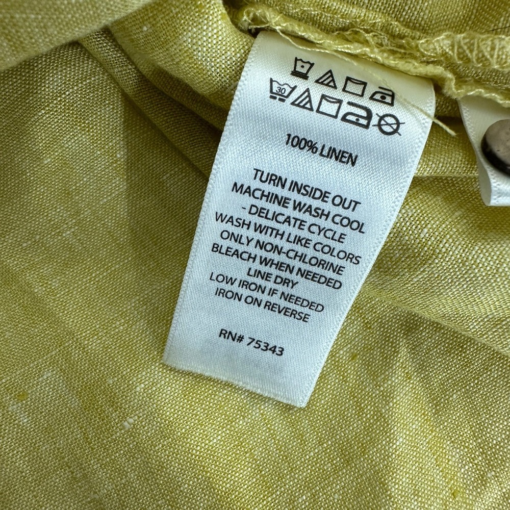 Womens Minimalist Linen Tunic Top Size 1X Earthy Chartreuse Relaxed Summer - Picture 5 of 8